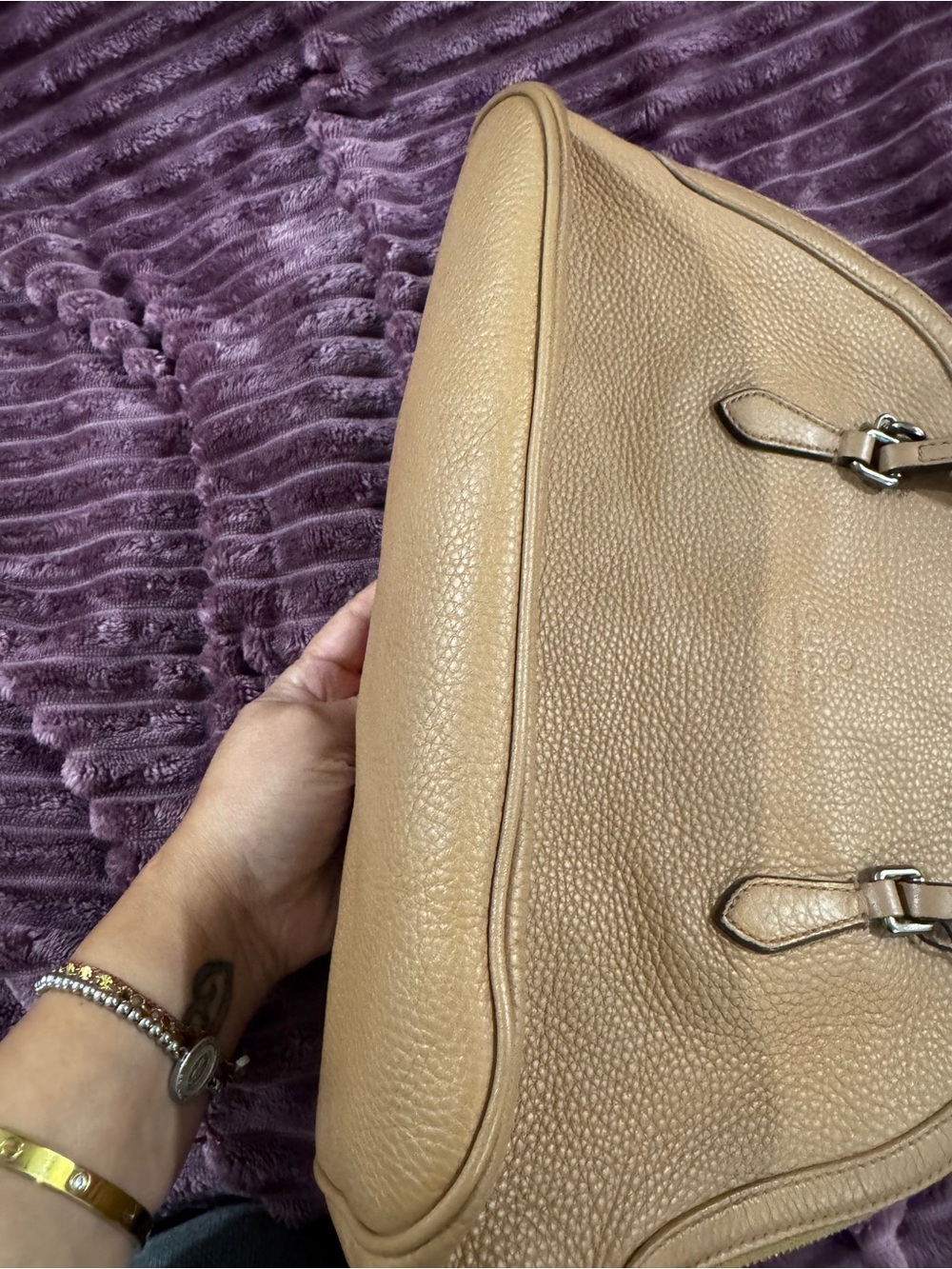 🤎 Gucci Pebbled Leather Dome Crossbody Satchel Bag Beige Nude Authentic COA - Picture 11 of 16
